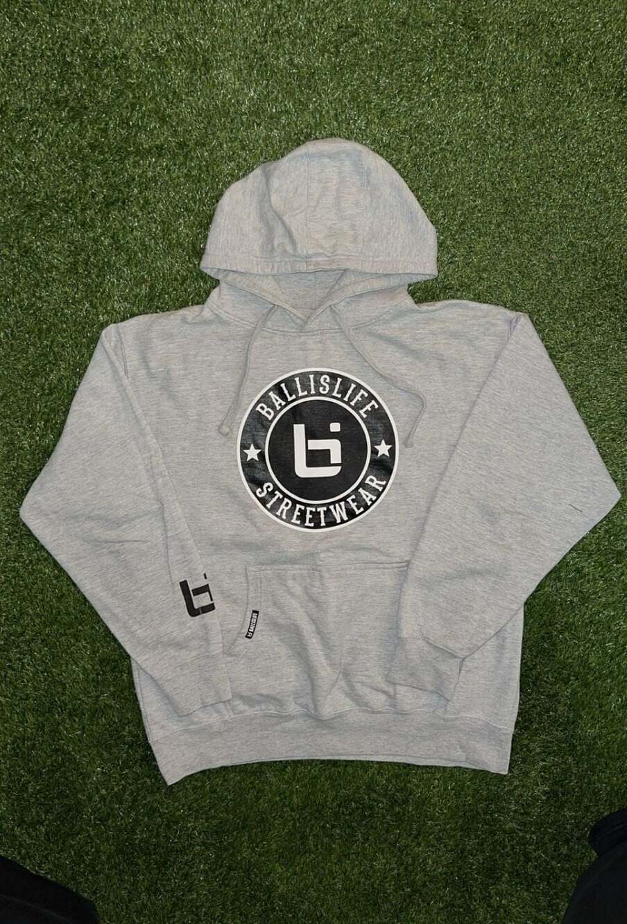 Ballislife Streetwear Logo Pullover Hoodie Gray
